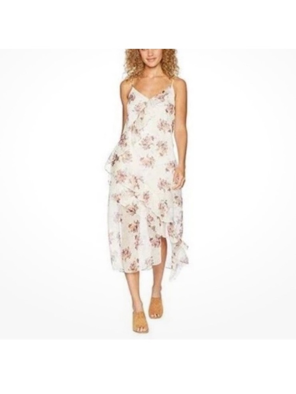 Slip Dress Ruffles Wildflower Medium Floral Midi Cream Dress NWT 1.State